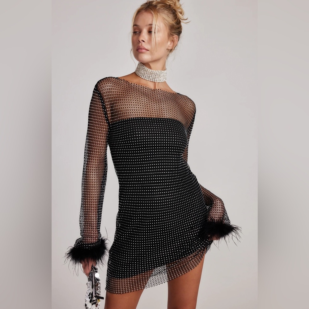 12th Tribe Martini Black Mesh Mini Dress